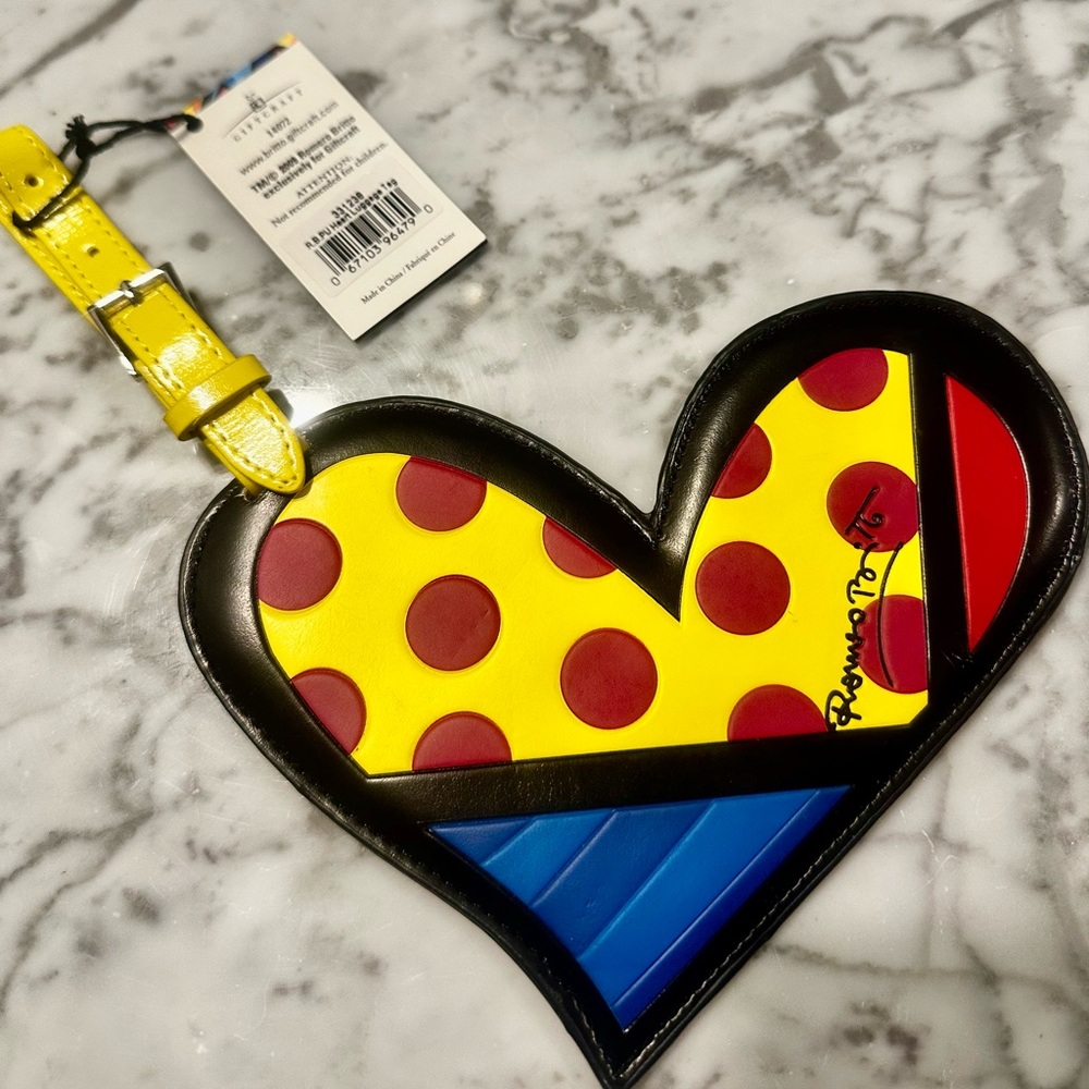 Britto Large Heart Luggage Tag-New with Tags!